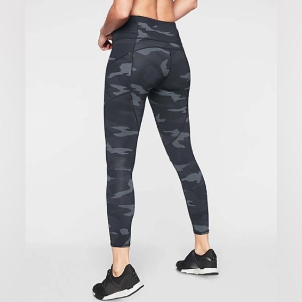 Black camo contender leggings from Athleta